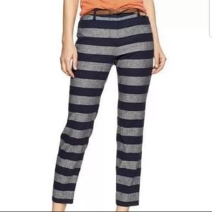 Gap Cropped Slim Striped Linen Blend Pants